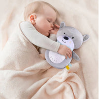 Rustgevende wasbeer knuffel met witte ruis