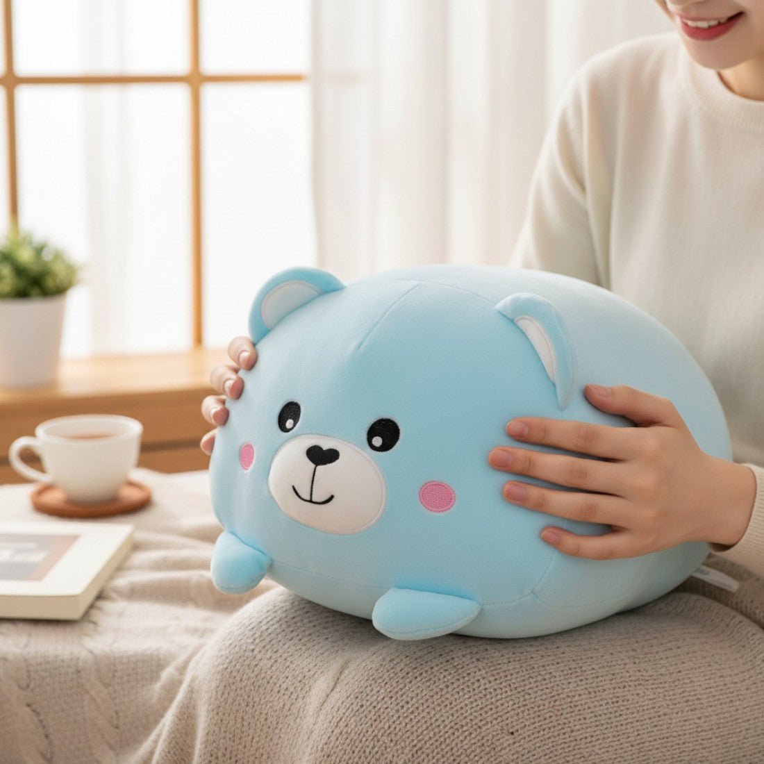 Superzachte kawaii blauwe beer knuffel squishmallow-stijl