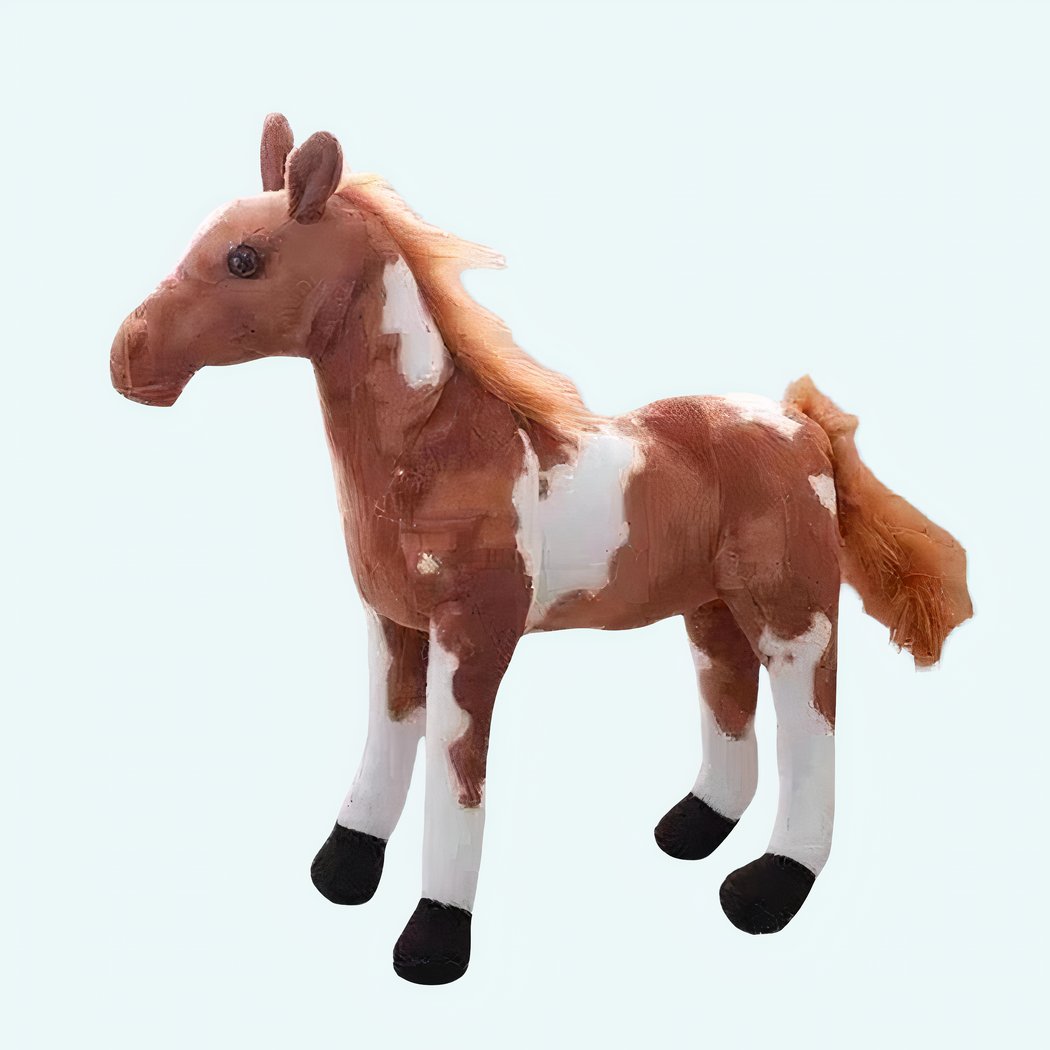 Realistische paard knuffel bruin en wit