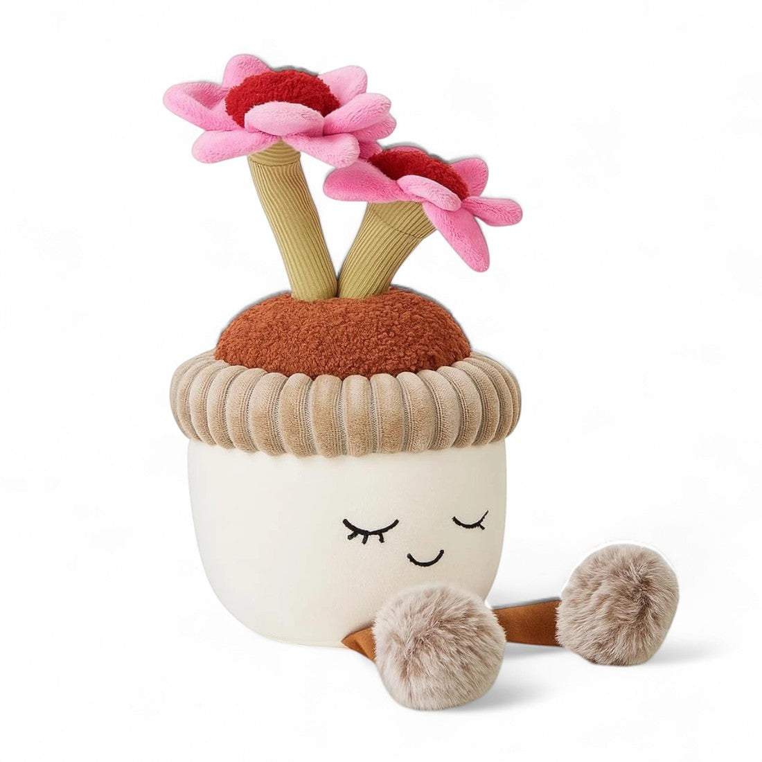 Kawaii knuffel bloemen in terracotta pot