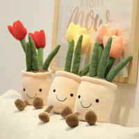Kawaii plant knuffel tulpen in pot