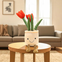 Kawaii plant knuffel tulpen in pot