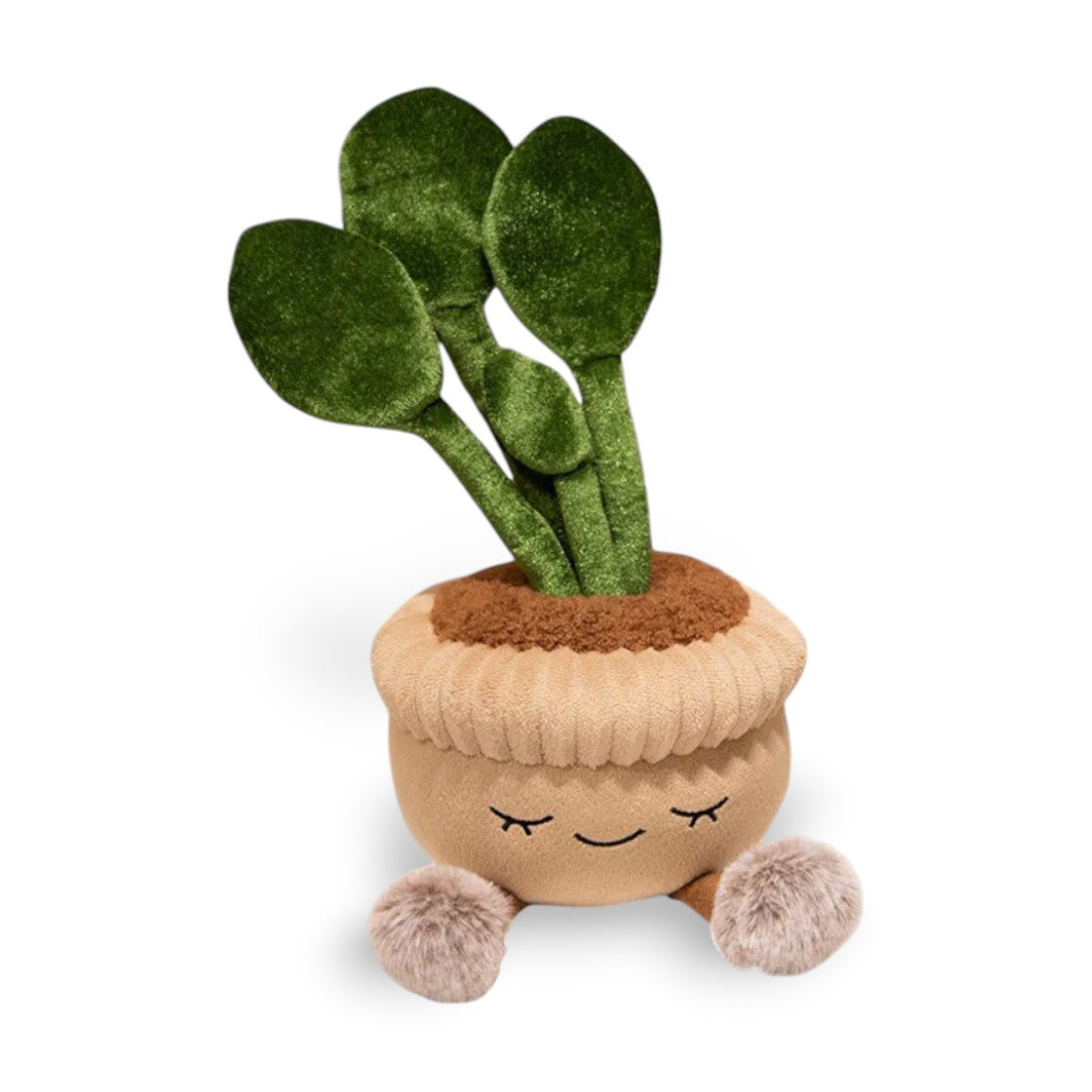 Kawaii knuffel plant in ronde pot