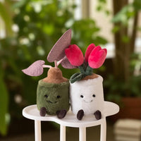 Kawaii plant knuffel pot met groen