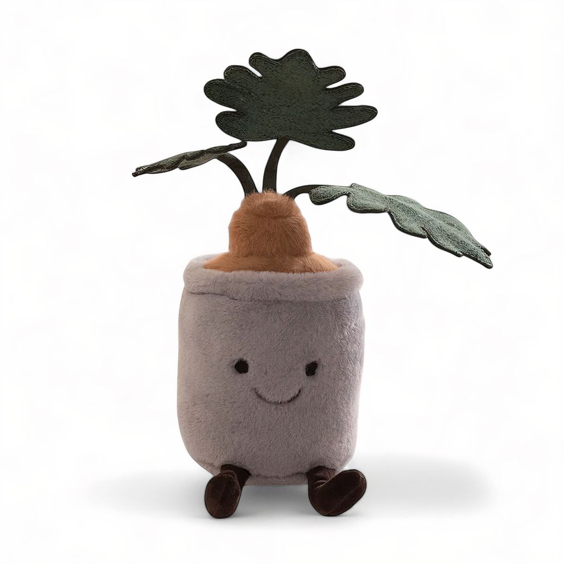 Kawaii plant knuffel pot met groen