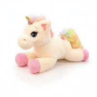 Liggende regenboog eenhoorn knuffel