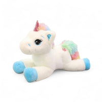 Liggende regenboog eenhoorn knuffel