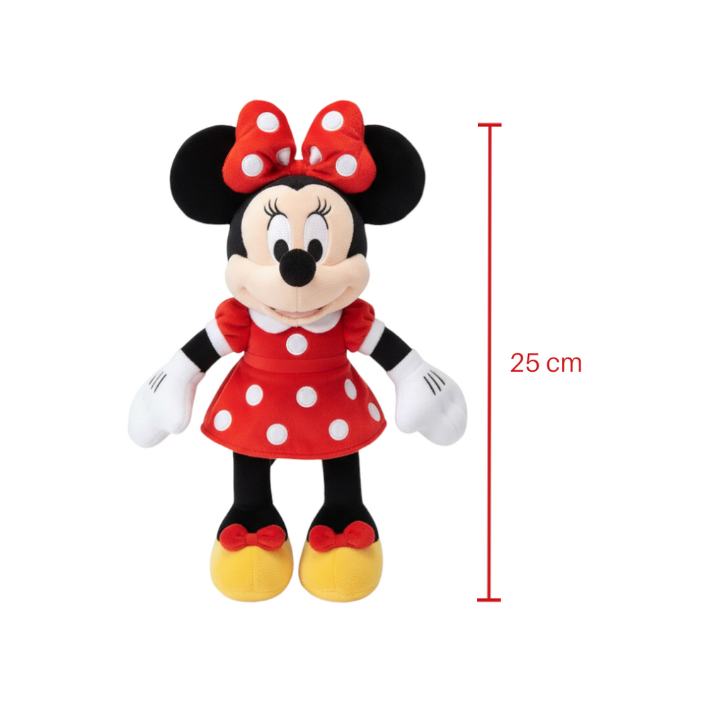 Iconische Minnie knuffel met rode jurk