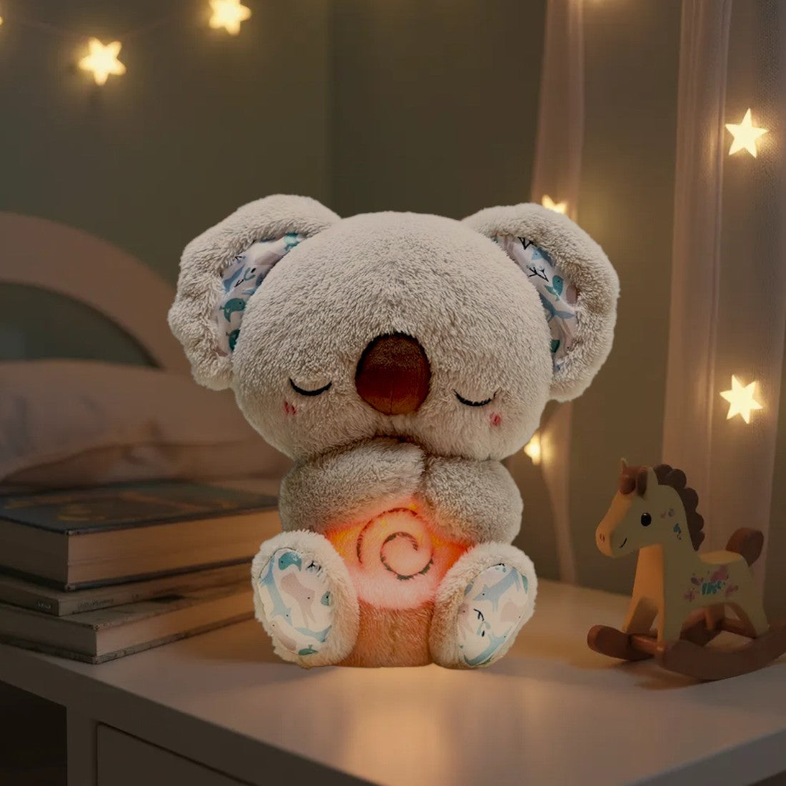 Ademende lichtgevende koala knuffel om baby te kalmeren