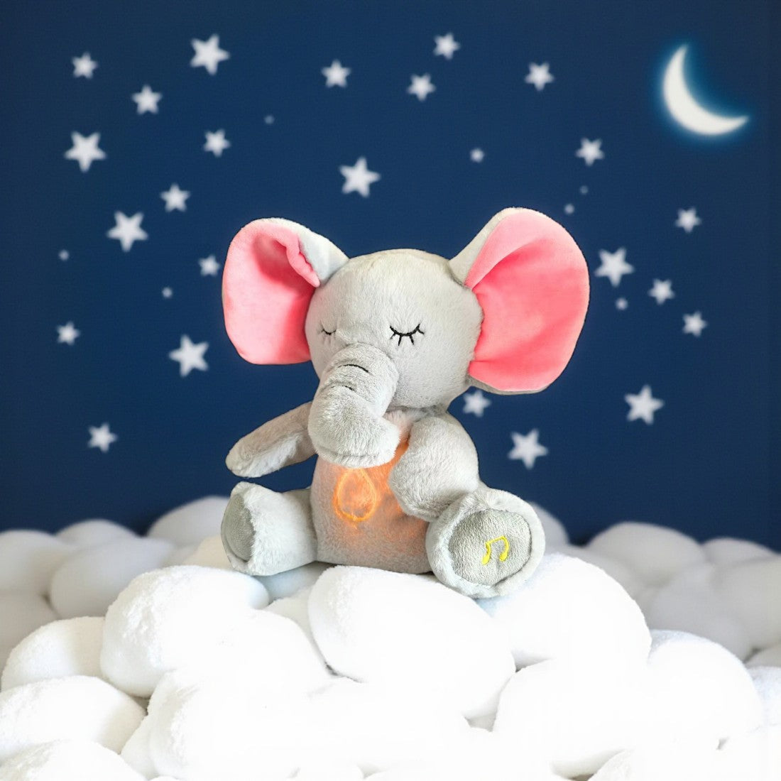 Olifant knuffel met rustgevend nachtlampje