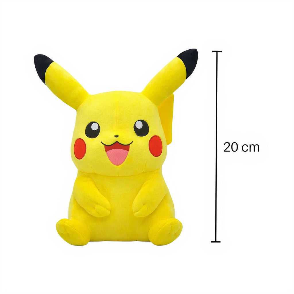 Pokémon knuffel - zittende Pikachu met vrolijke lach