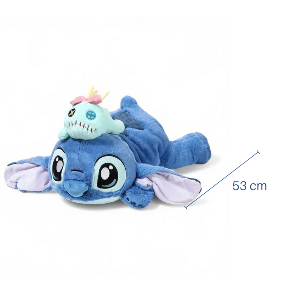 Liggende Stitch knuffel met Lilo's knuffeltje