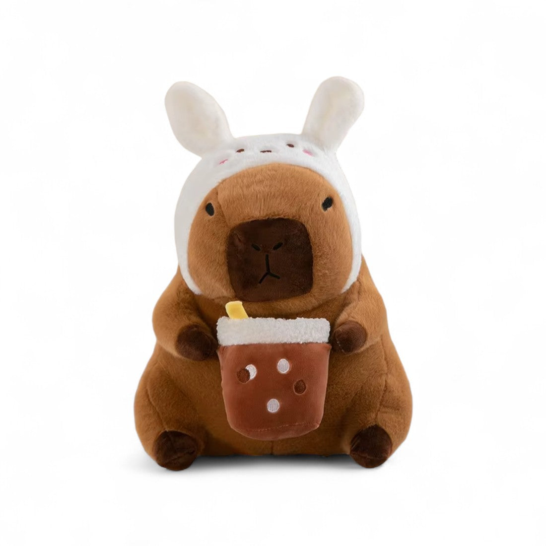 Capybara knuffel met drankje en grappige muts