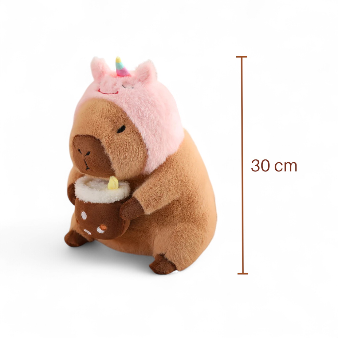 Capybara knuffel met drankje en grappige muts