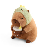 Capybara knuffel met drankje en grappige muts