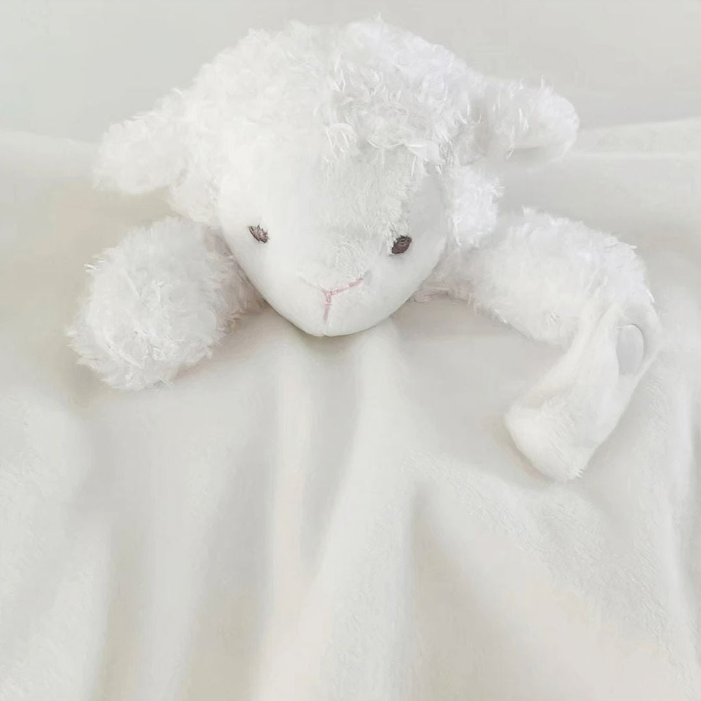 Wit schaap knuffeldoekje met speenhouder voor baby
