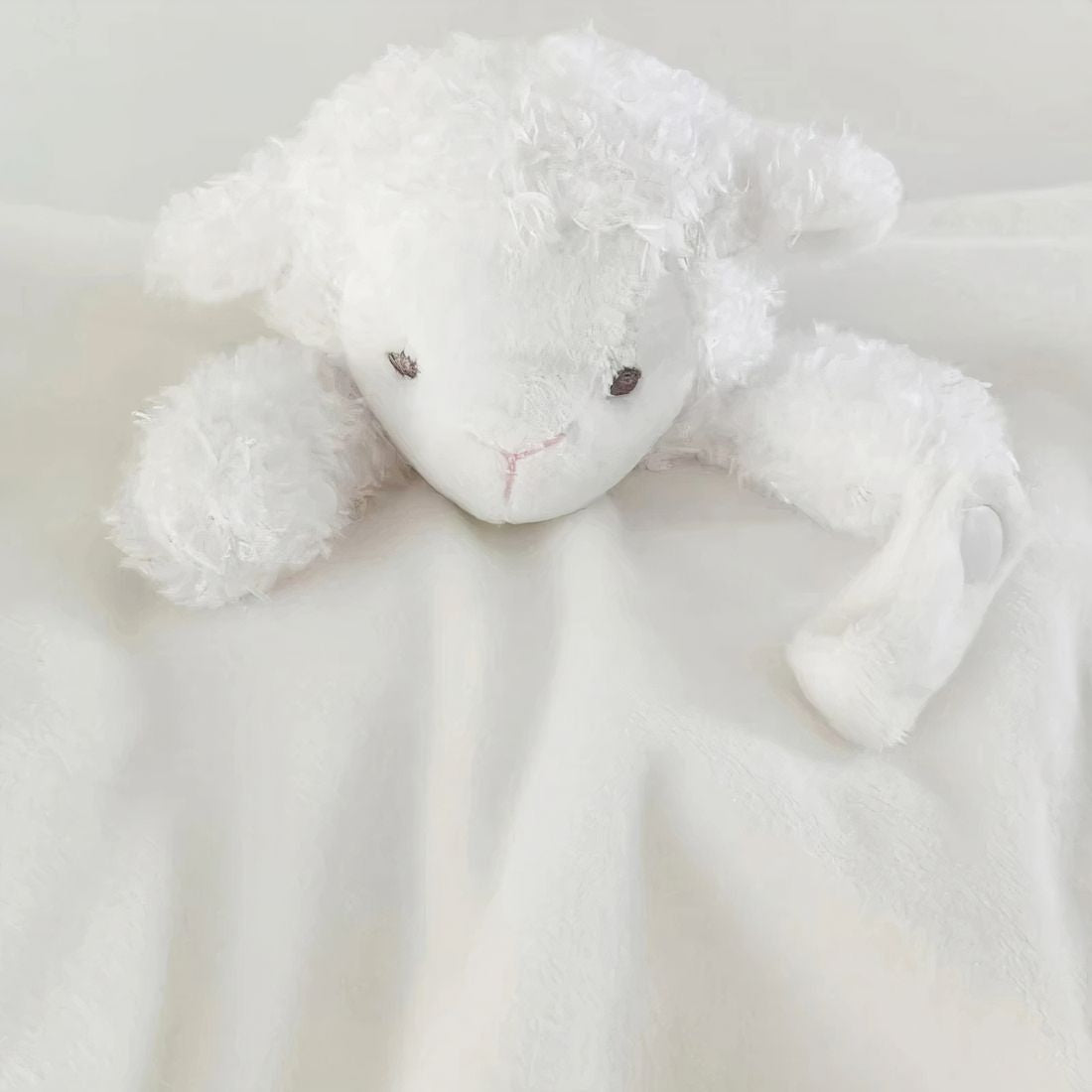 Wit schaap knuffeldoekje met speenhouder voor baby