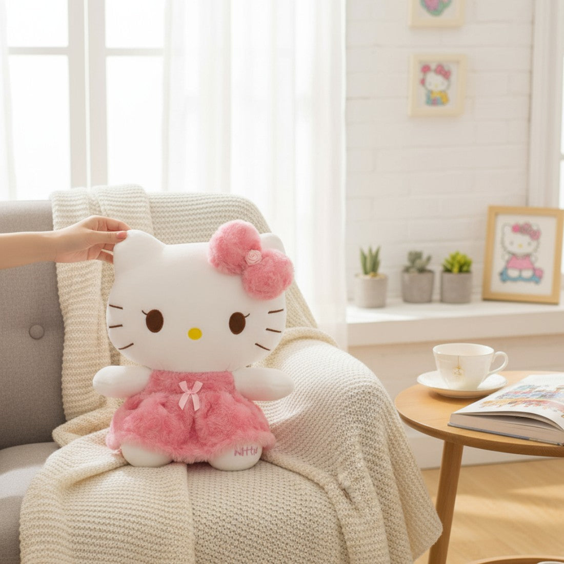 Hello Kitty en My Melody knuffel in roze outfit
