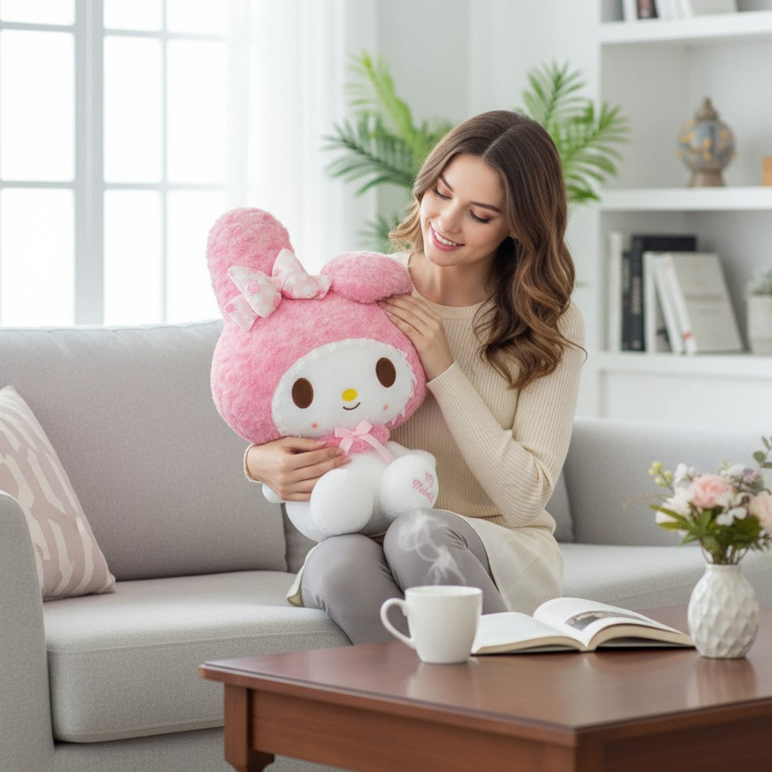 Hello Kitty en My Melody knuffel in roze outfit