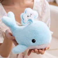 Schattige superzachte blauwe walvis knuffel