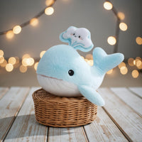 Schattige superzachte blauwe walvis knuffel