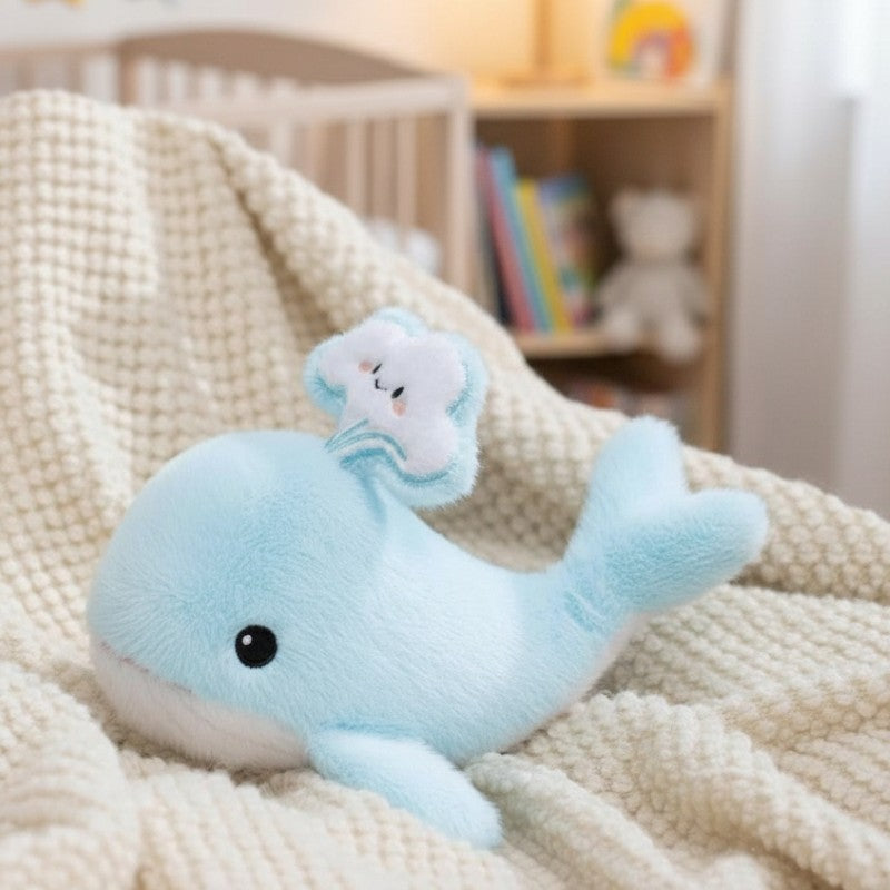 Schattige superzachte blauwe walvis knuffel