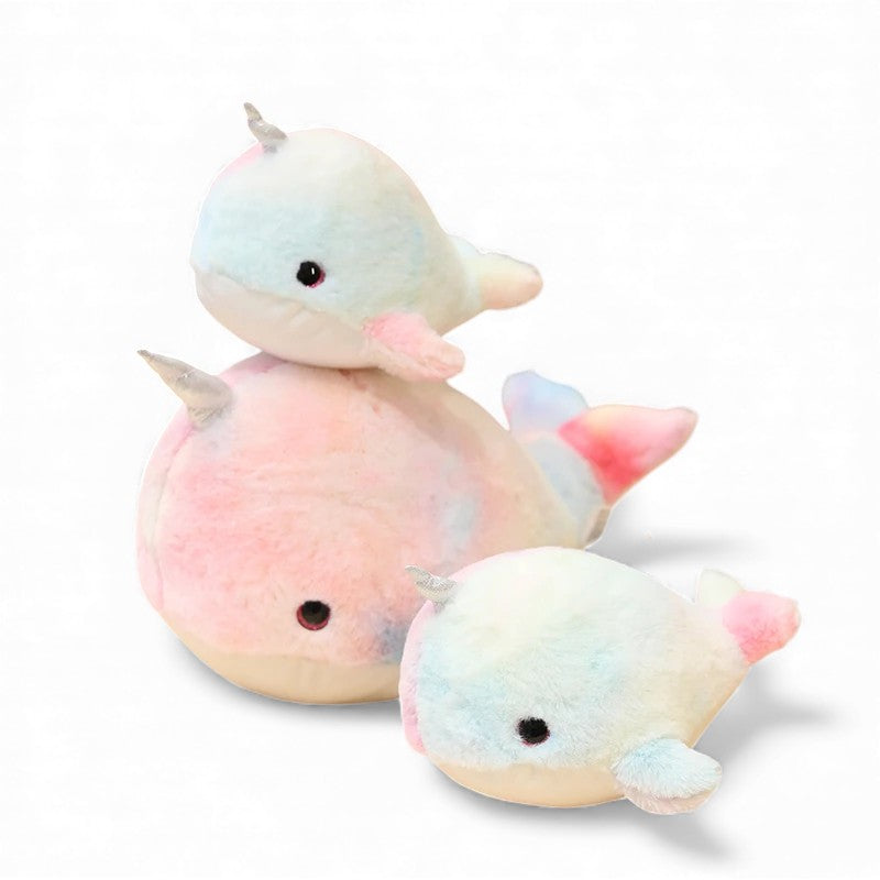 Sprookjesachtige pastel narwal knuffel