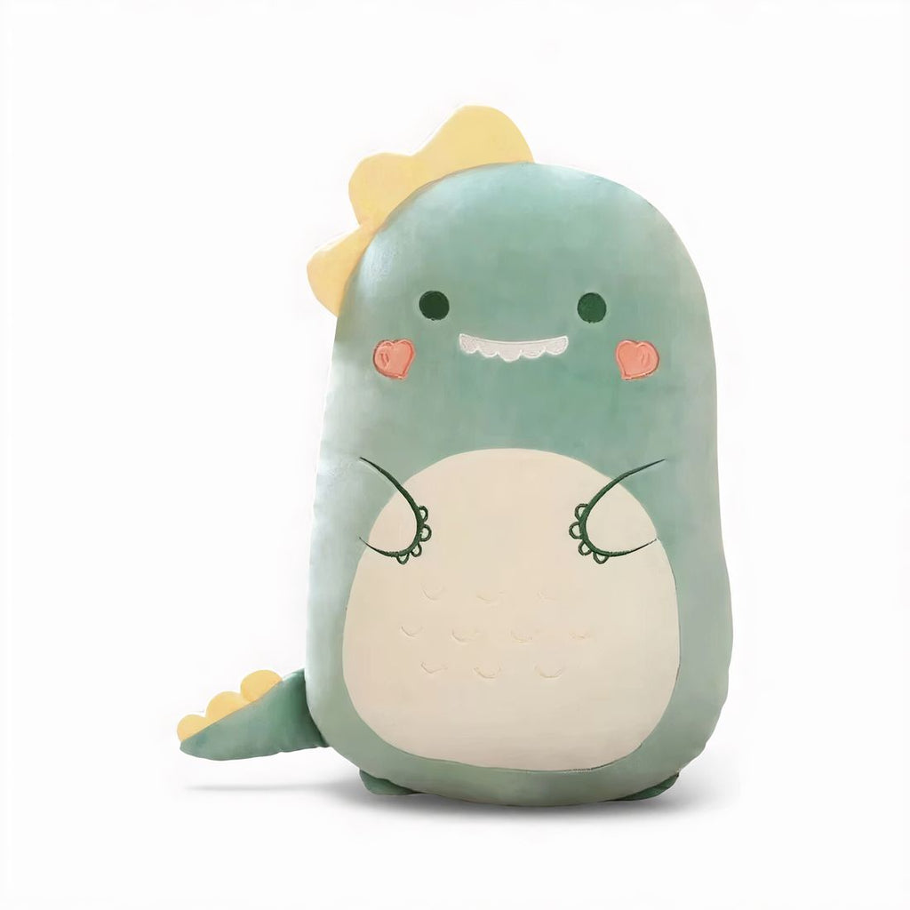 Zacht groen dino knuffelkussen