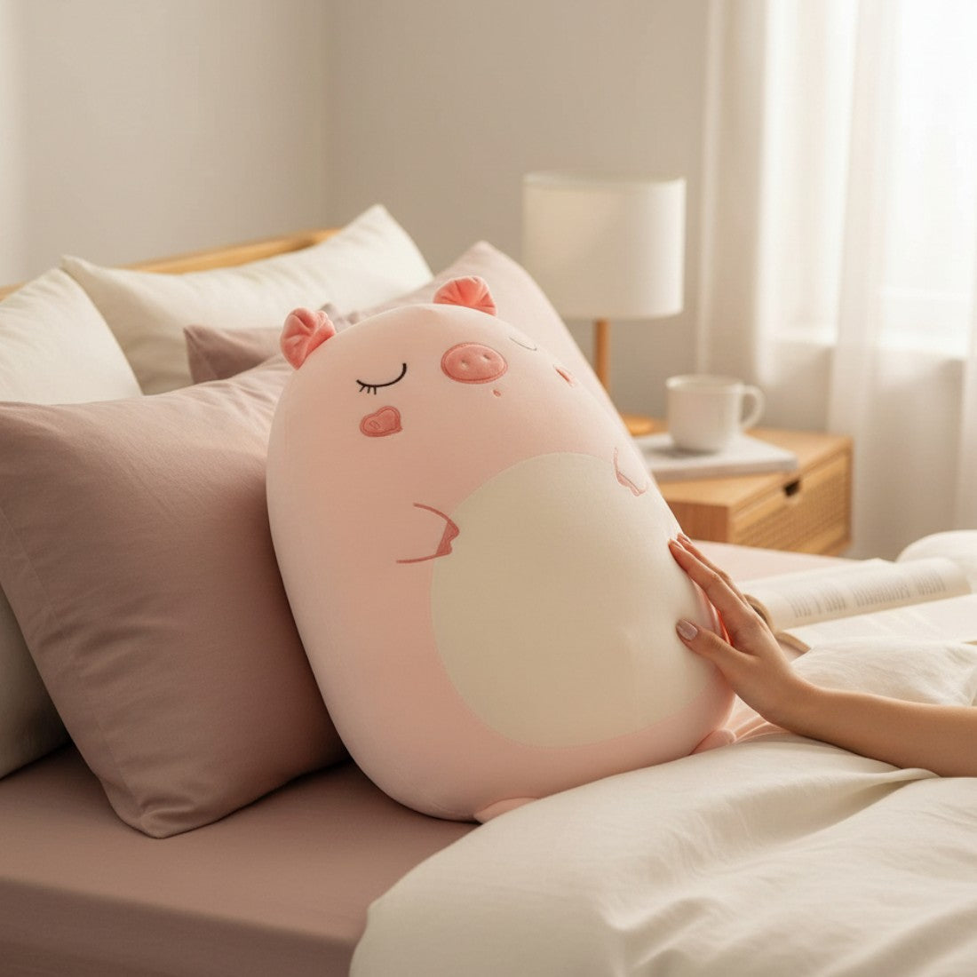 Superzacht squishy roze varken knuffelkussen