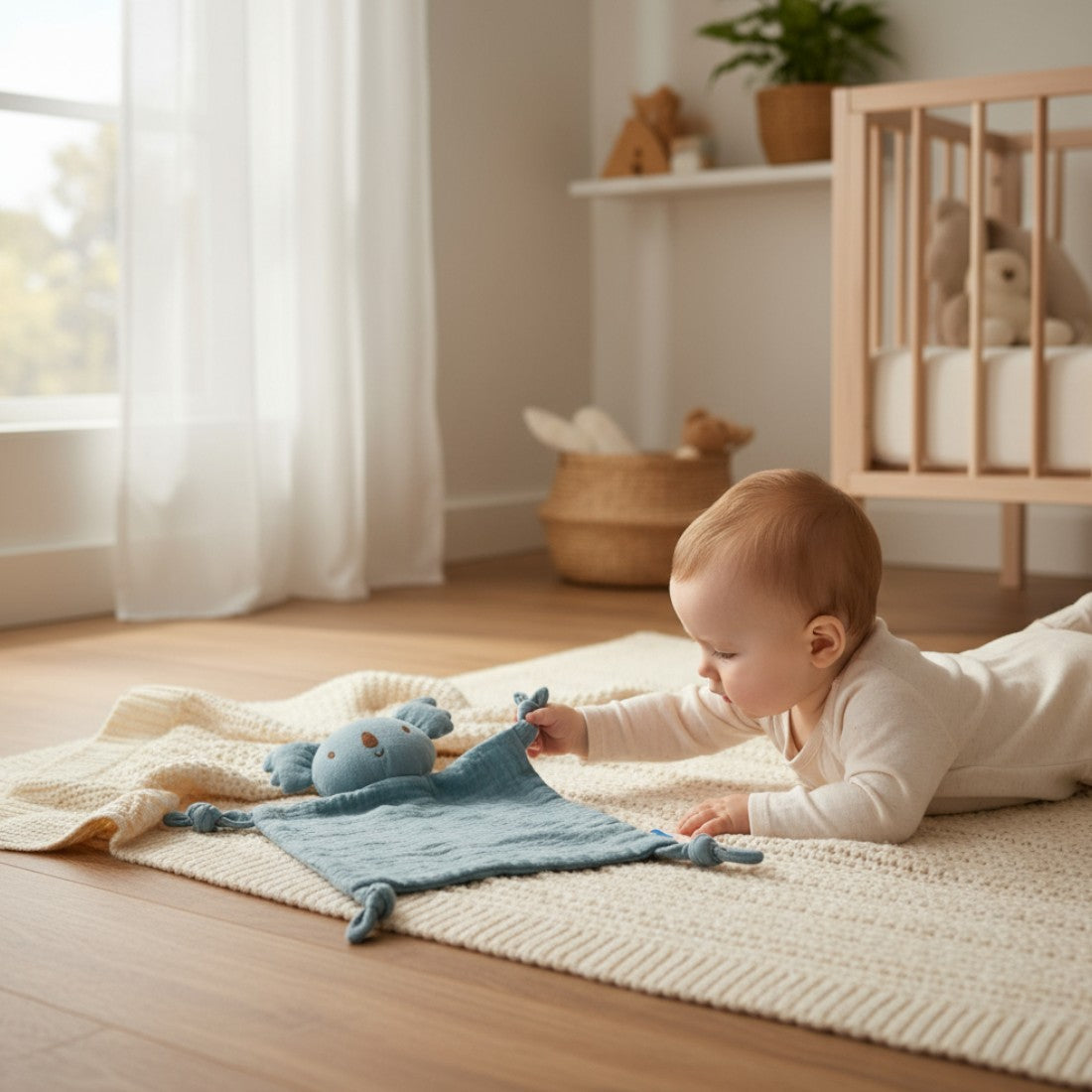Blauw koala knuffeldoekje van katoenen gaas