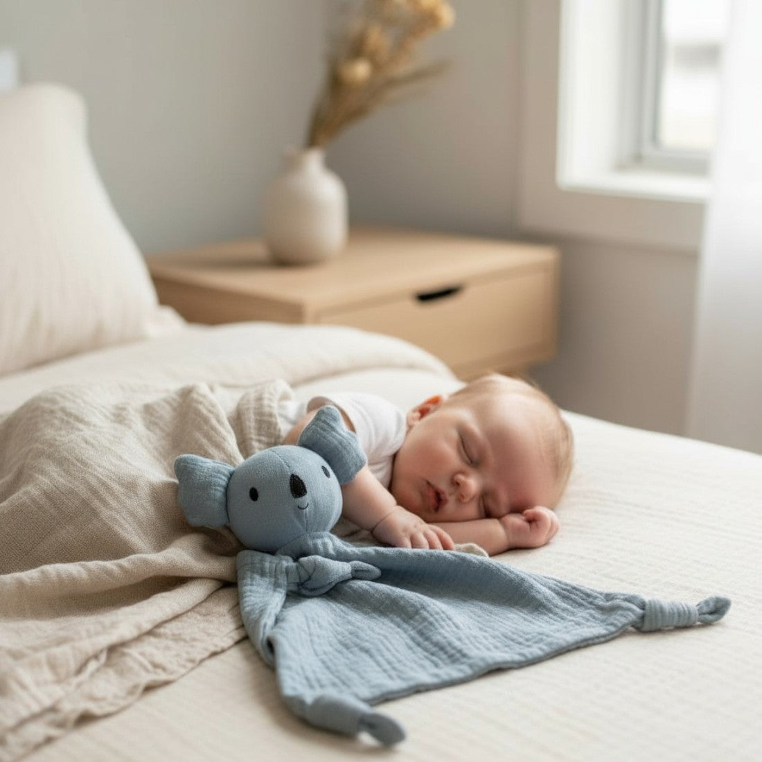 Blauw koala knuffeldoekje van katoenen gaas