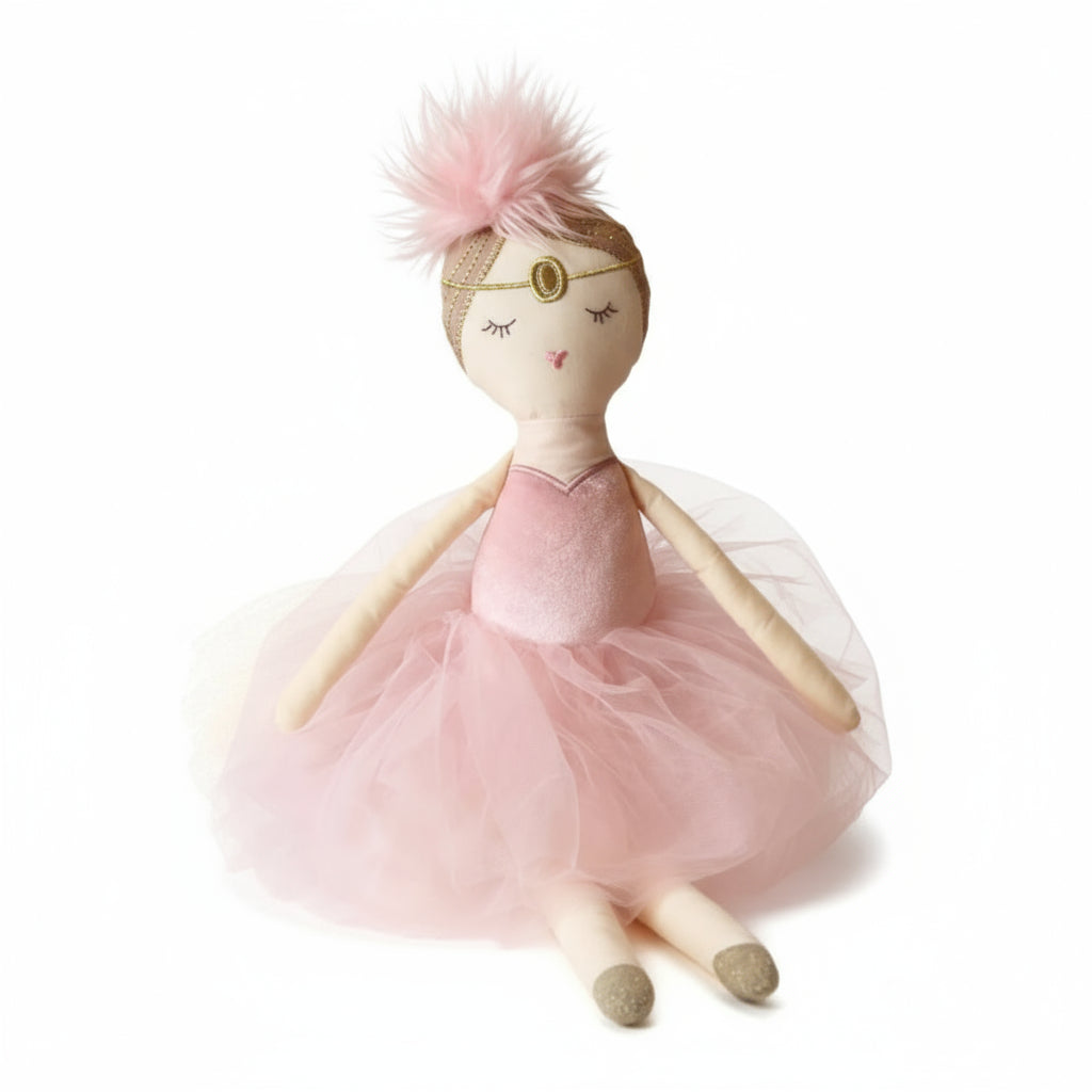 Prima ballerina pop knuffel in roze jurk