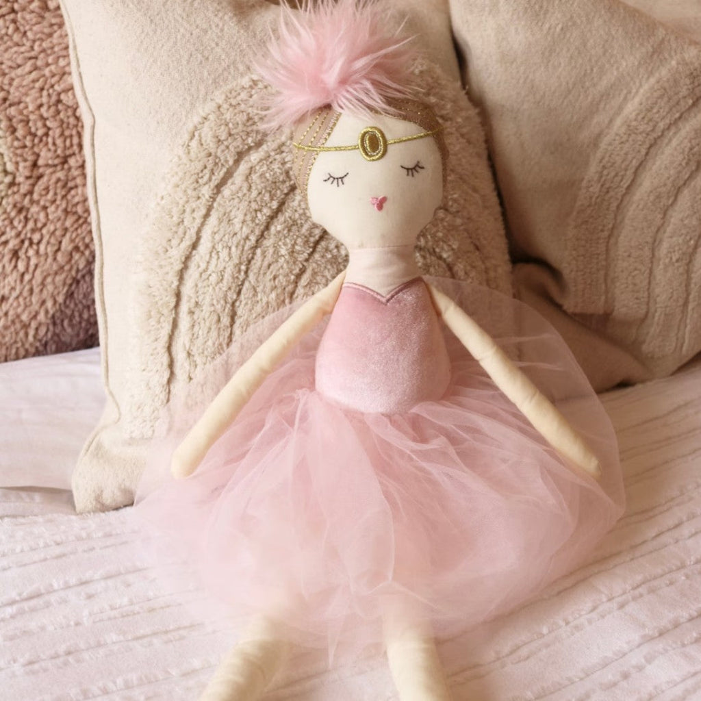 Prima ballerina pop knuffel in roze jurk