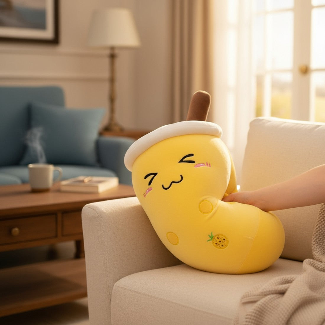 Kawaii bubble milk tea knuffel ananas