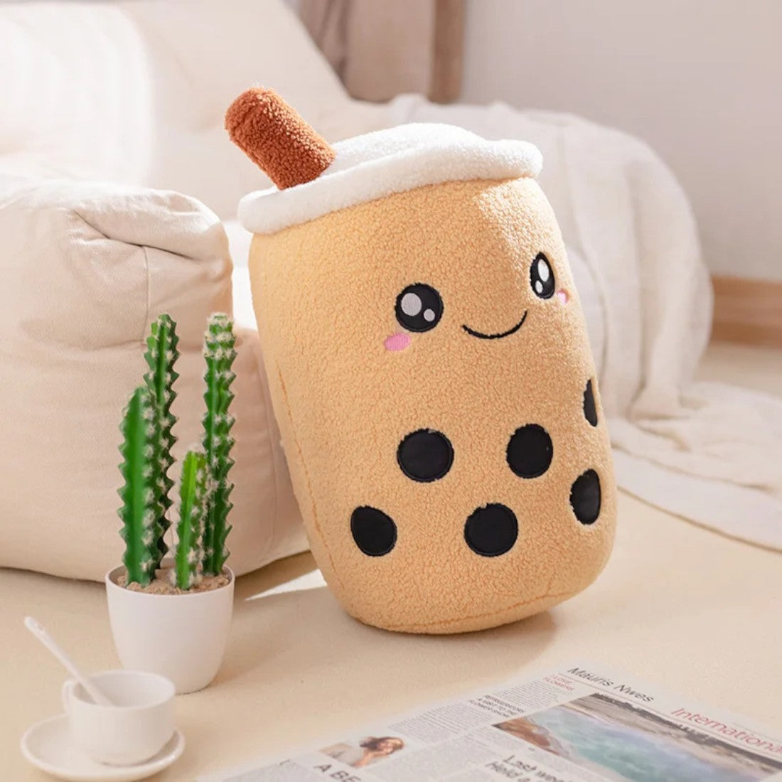 Kawaii bubble tea knuffel karamel