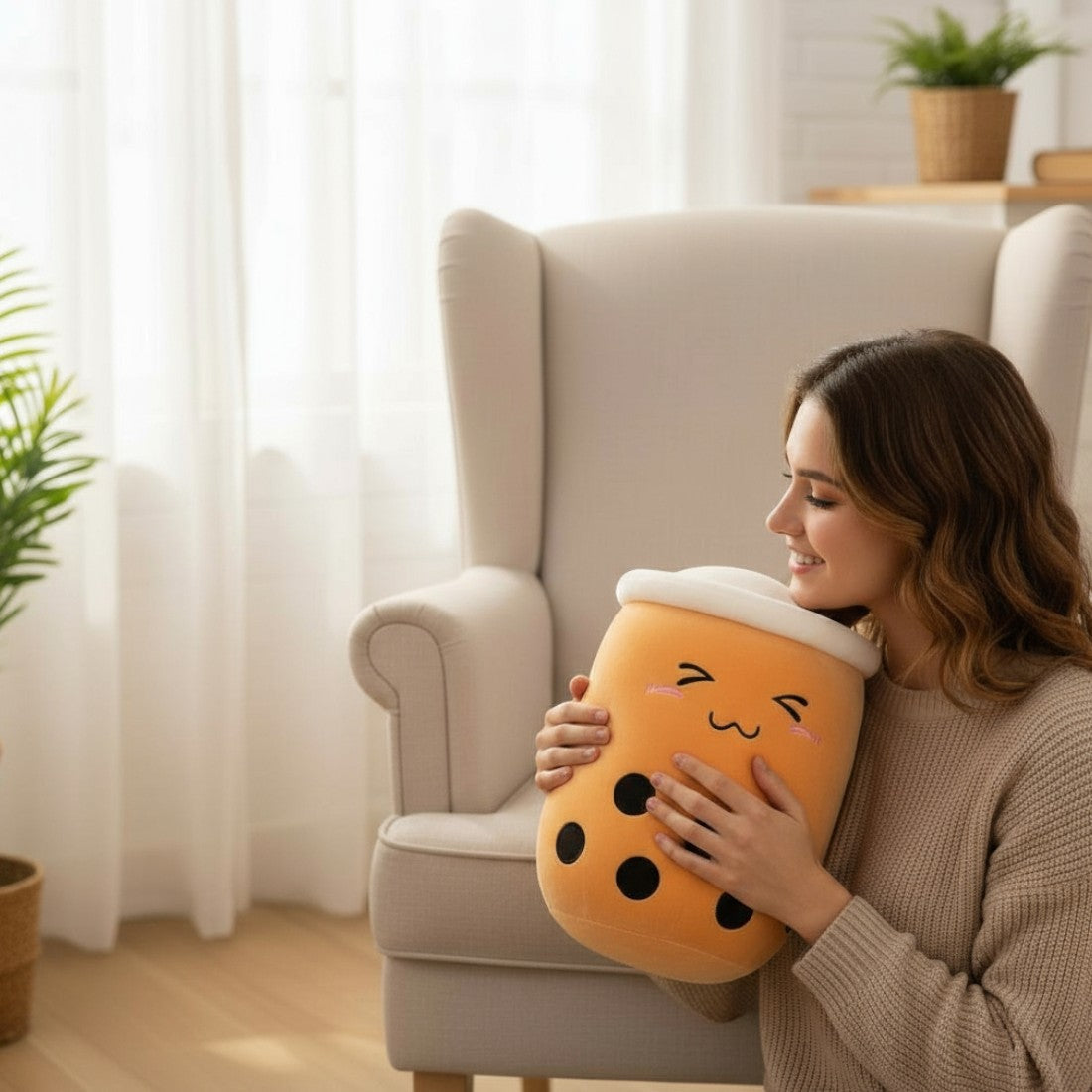 Kawaii bubble tea knuffel brown sugar karamel