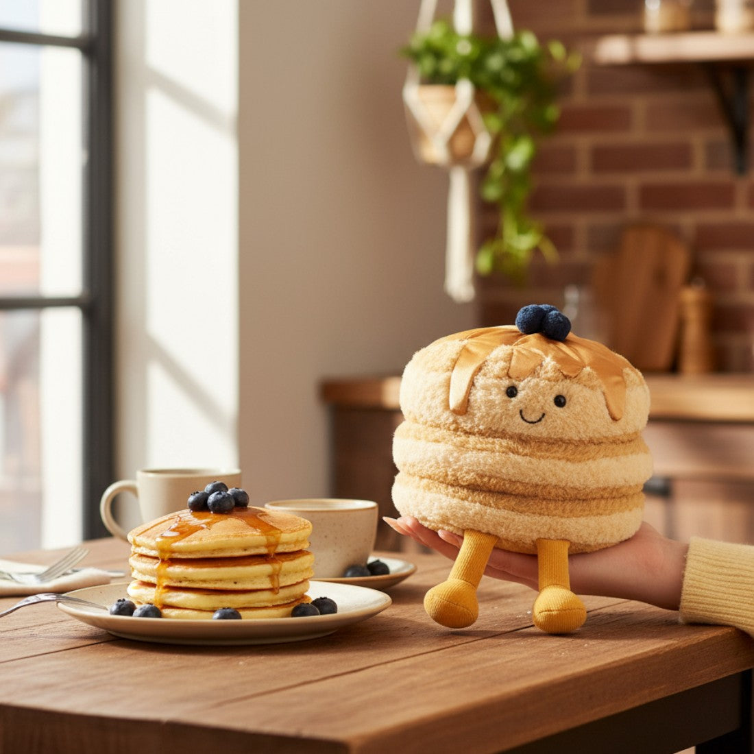 Kawaii ontbijt knuffel pannenkoeken