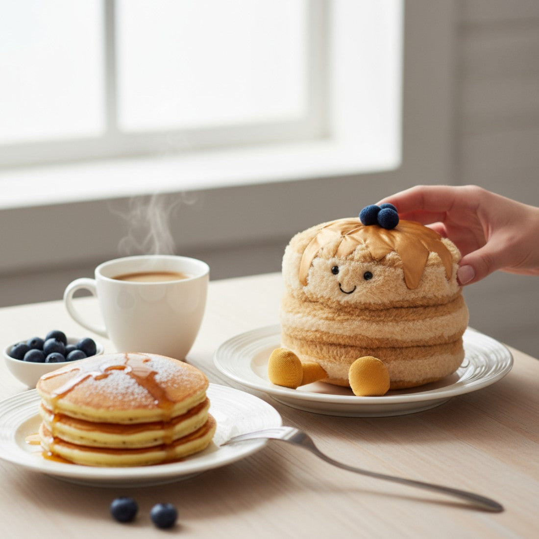 Kawaii ontbijt knuffel pannenkoeken