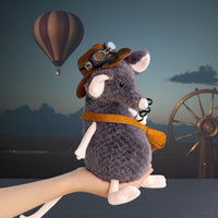 Grijze ontdekkingsreiziger muis knuffel