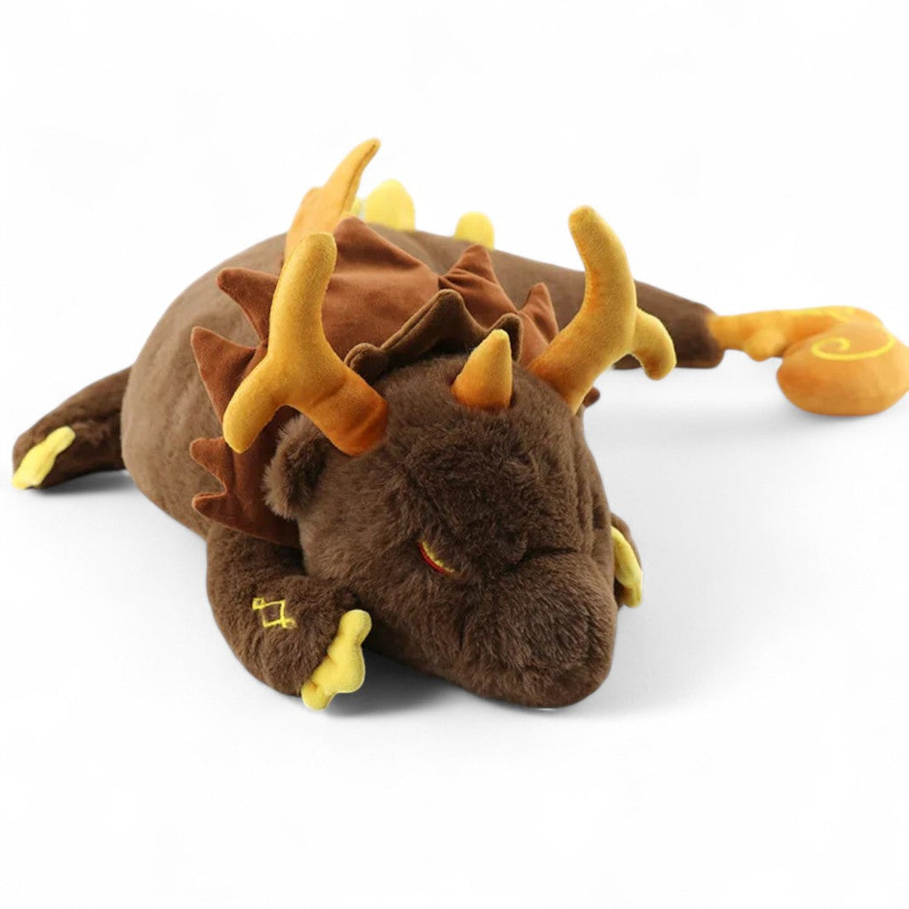 Reusachtige bruine draak knuffel mythische stijl