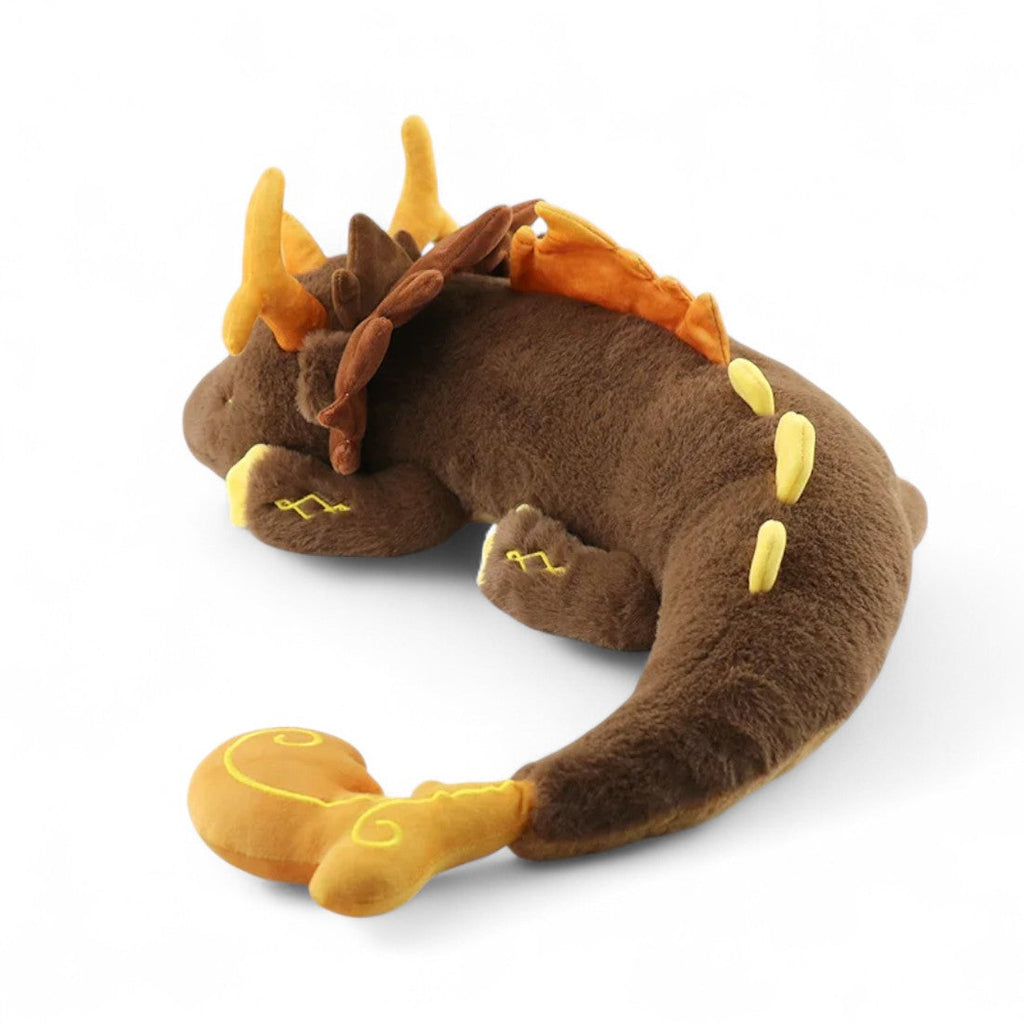 Reusachtige bruine draak knuffel mythische stijl