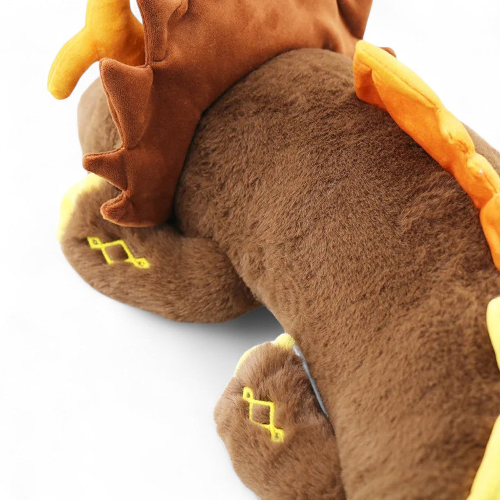 Reusachtige bruine draak knuffel mythische stijl