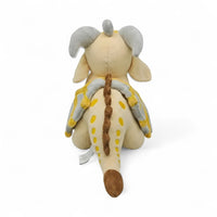 Stralende grijs-gouden sprookjesdraak knuffel