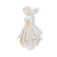 Minky konijn knuffeldoekje pastel met bijtring