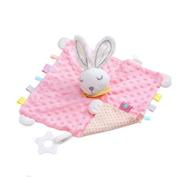 Minky konijn knuffeldoekje pastel met bijtring