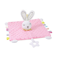 Minky konijn knuffeldoekje pastel met bijtring