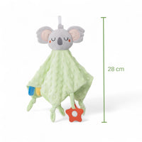 Groen knuffeldoekje met koalakop en sensorische ring