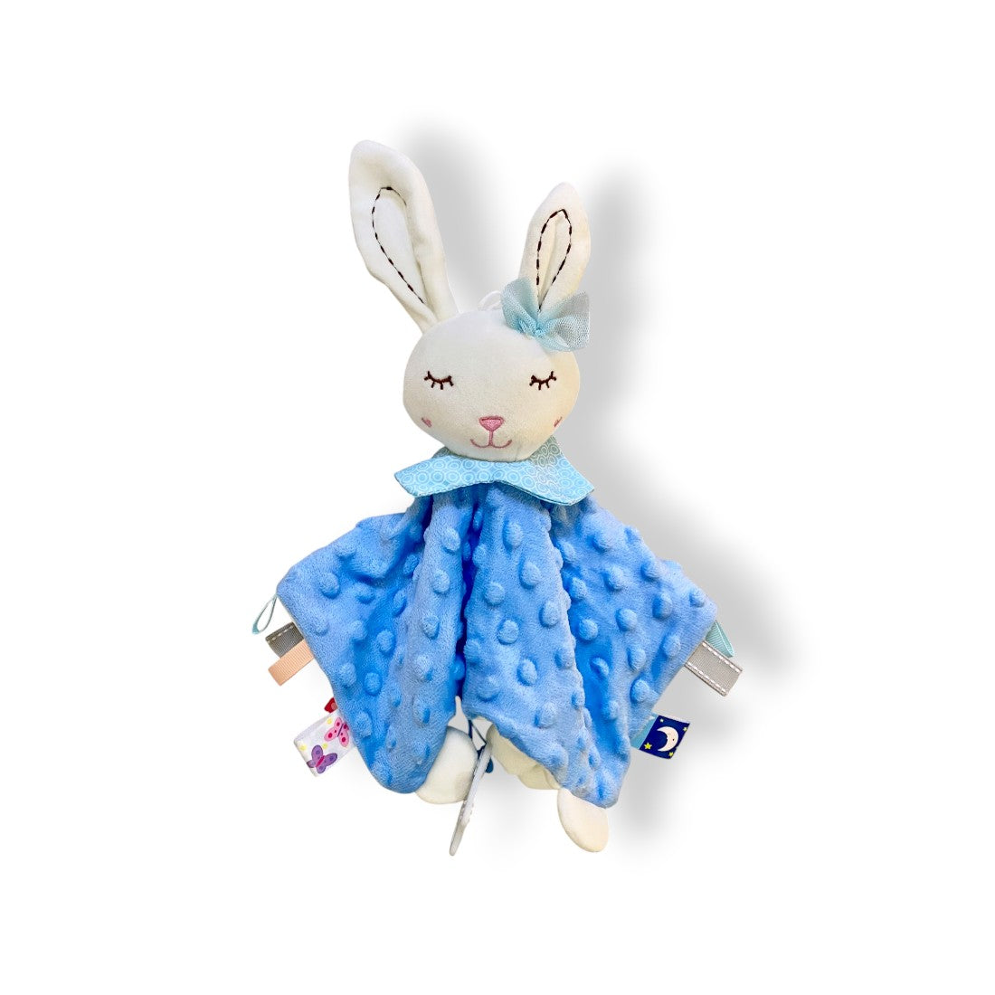 Sensorisch minky konijn knuffeldoekje met lange oren