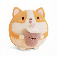 Squishy shiba knuffelkussen met drankje