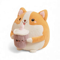 Squishy shiba knuffelkussen met drankje